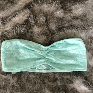 Teal Lace Strapless Bra